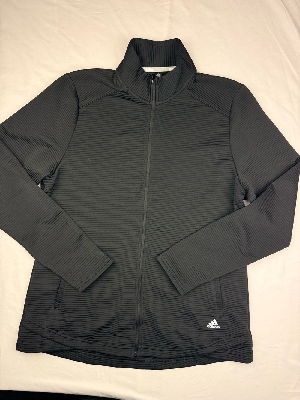 adidas Black Full-Zip Ribbed Jacket